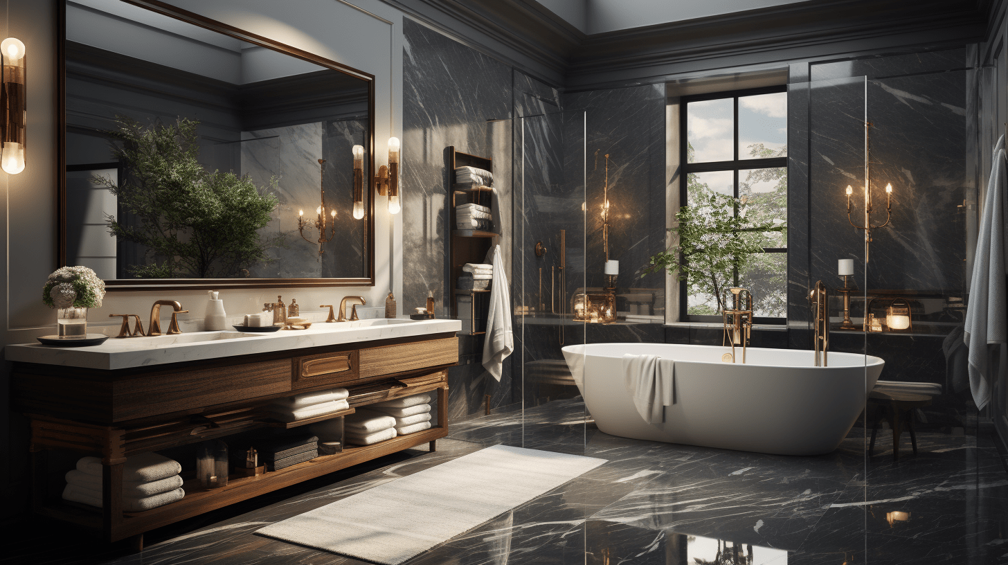 Luxury bathroom renovation with freestanding bath